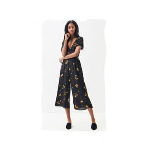 MINKPINK Women Golden Hour Jumpsuit Floral Black Size L 3255